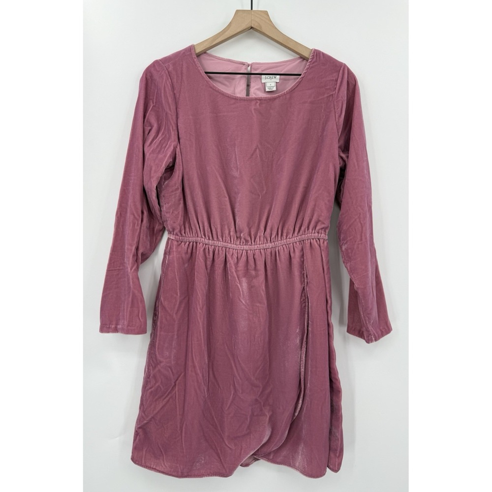 J Crew Dress Womens 6‎ Pink Purple Velvet Long Sleeve Boho Romantic